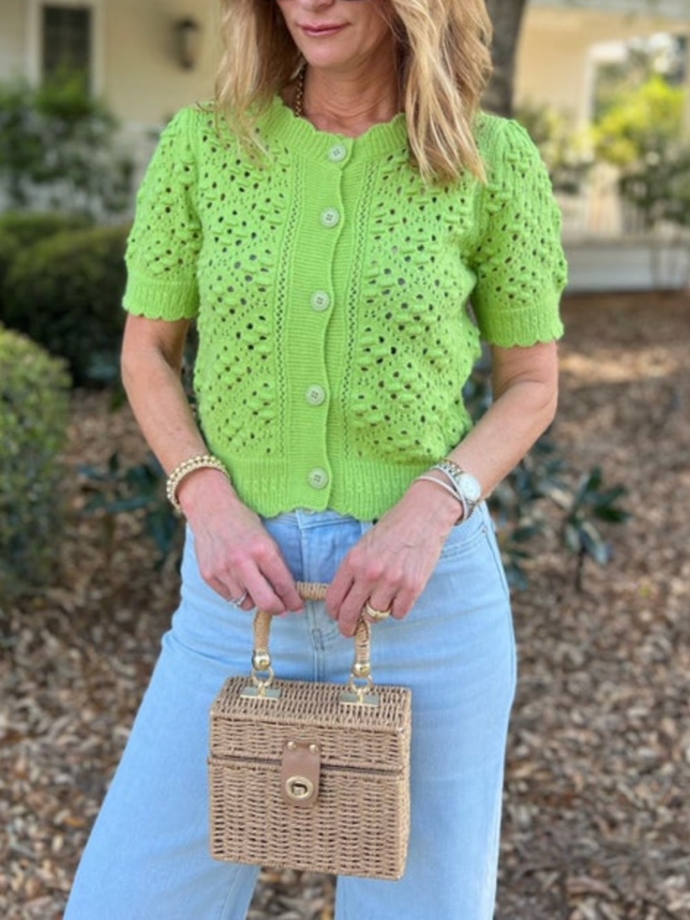 &Merci | Fiorella Pointelle Knit Short Sleeve Cardigan